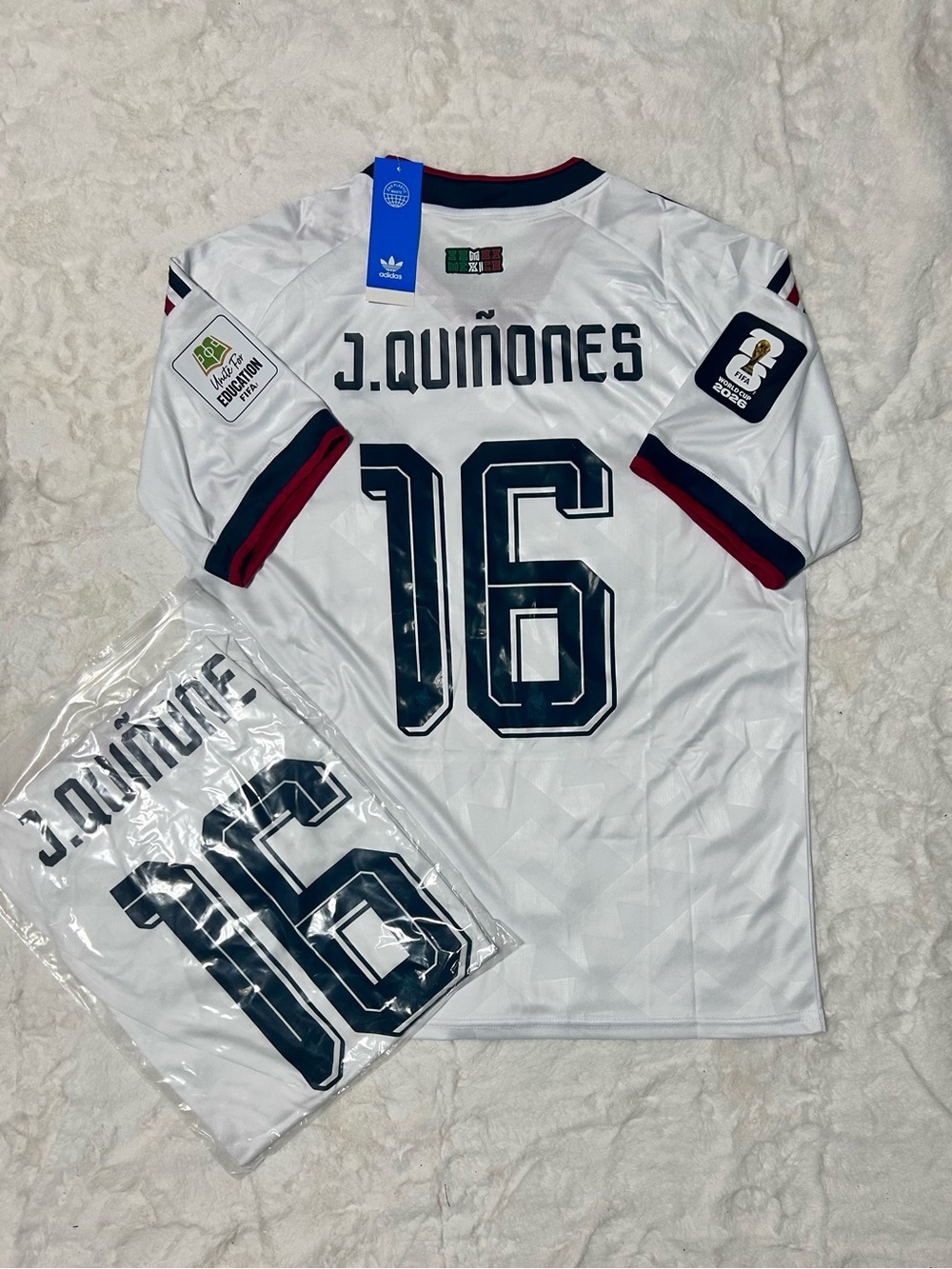 Adidas men Mexico J. Quiñones #16 White Soccer Jersey